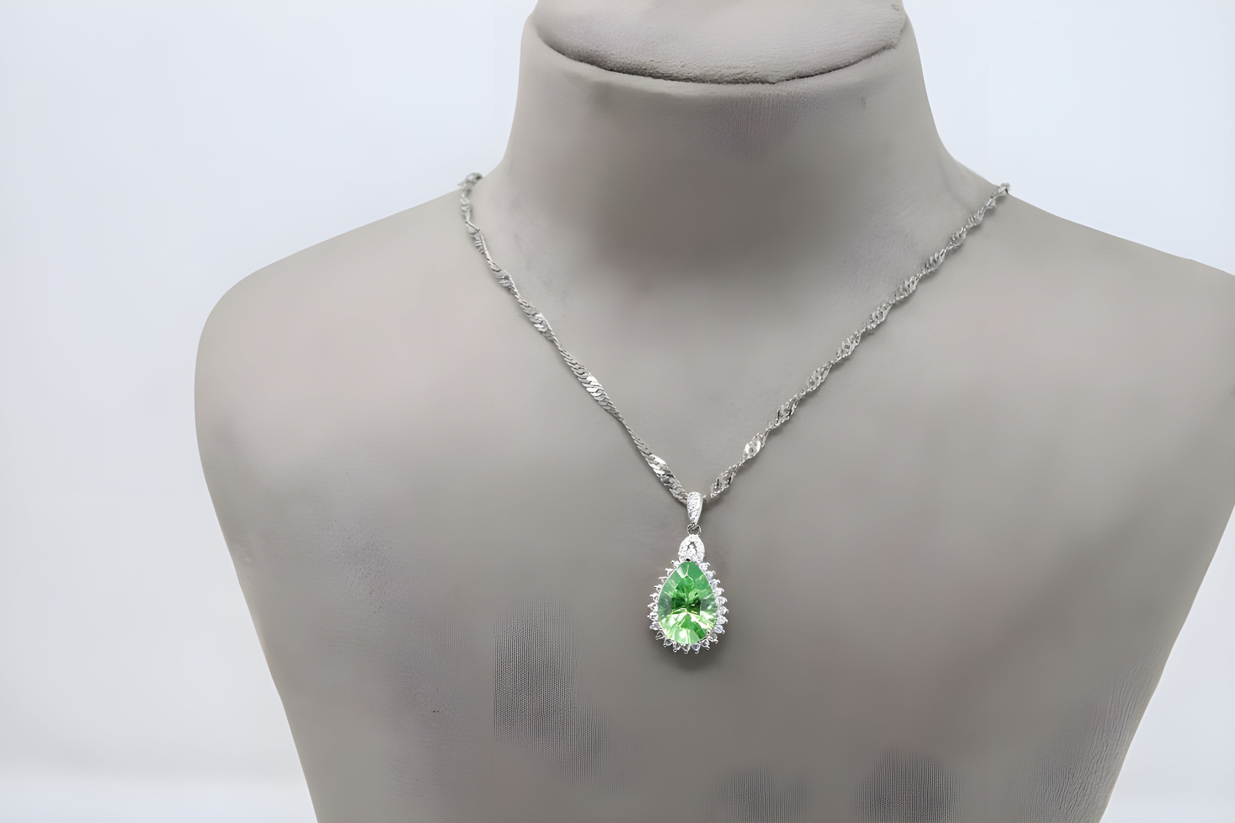 Verdant Glow Teardrop VeeLux Premium Crystal Pendant