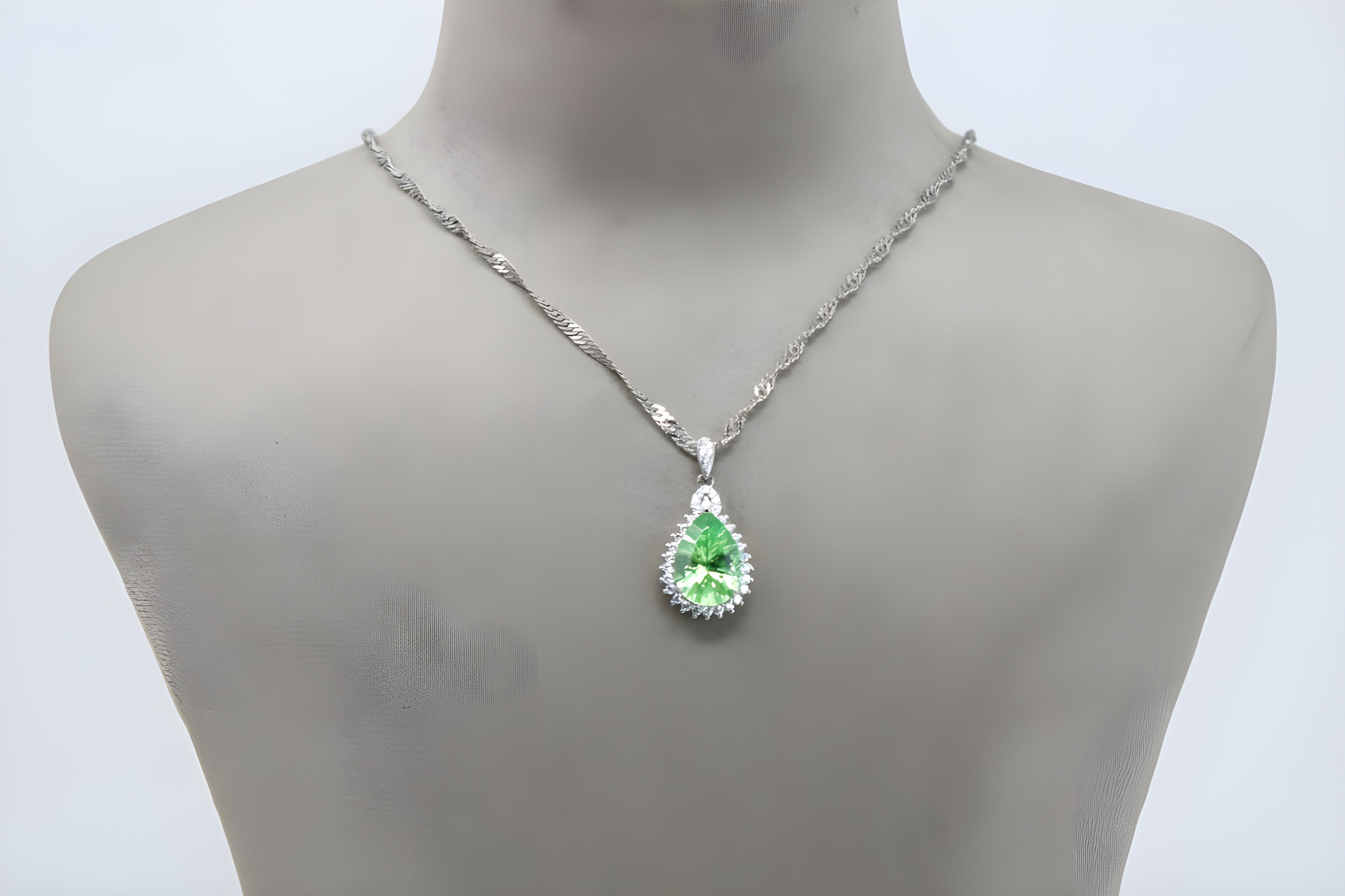 Verdant Glow Teardrop VeeLux Premium Crystal Pendant