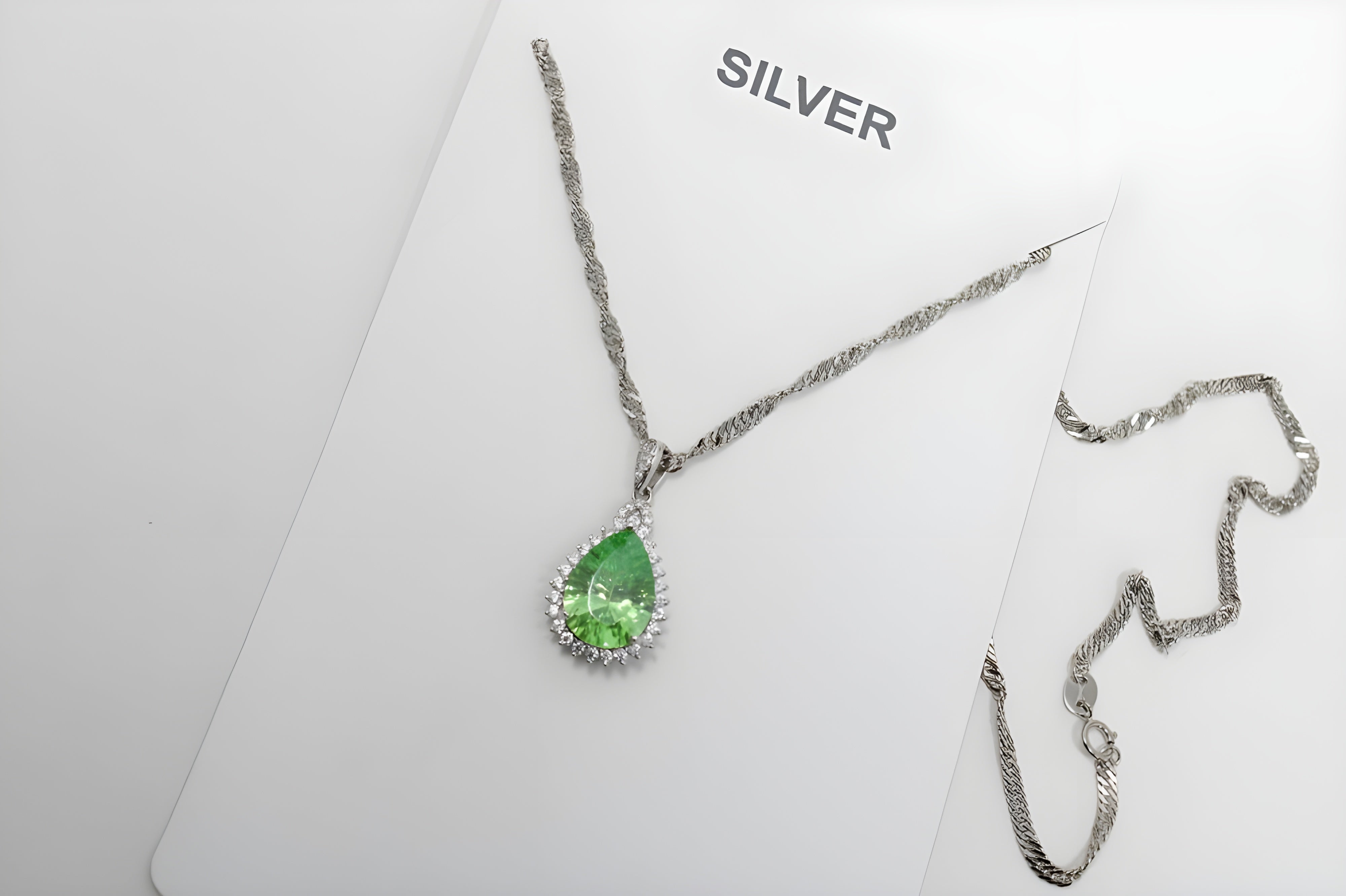 Verdant Glow Teardrop VeeLux Premium Crystal Pendant