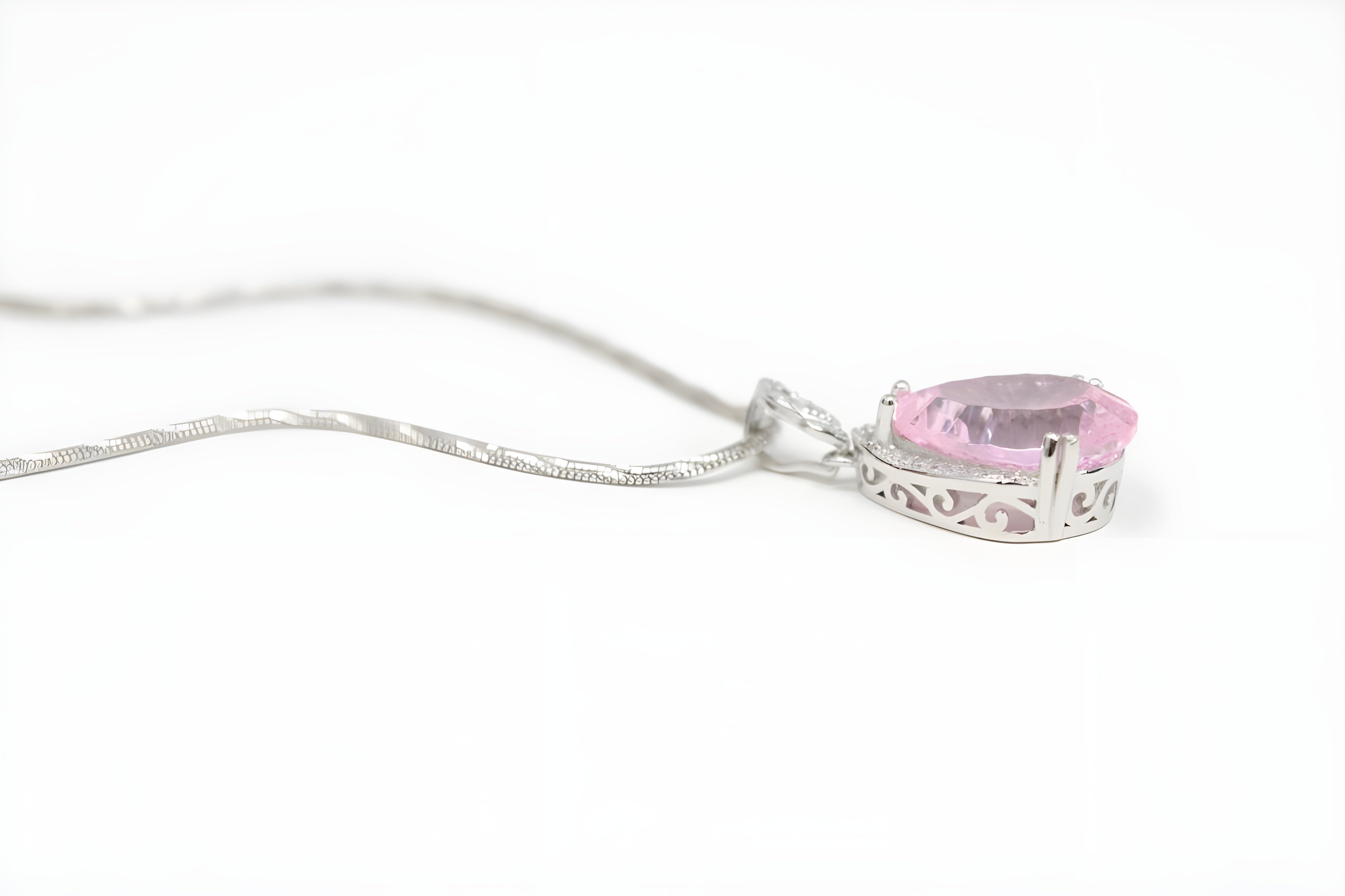 Rose Blossom Elegance Teardrop Pendant with VeeLux Crystals