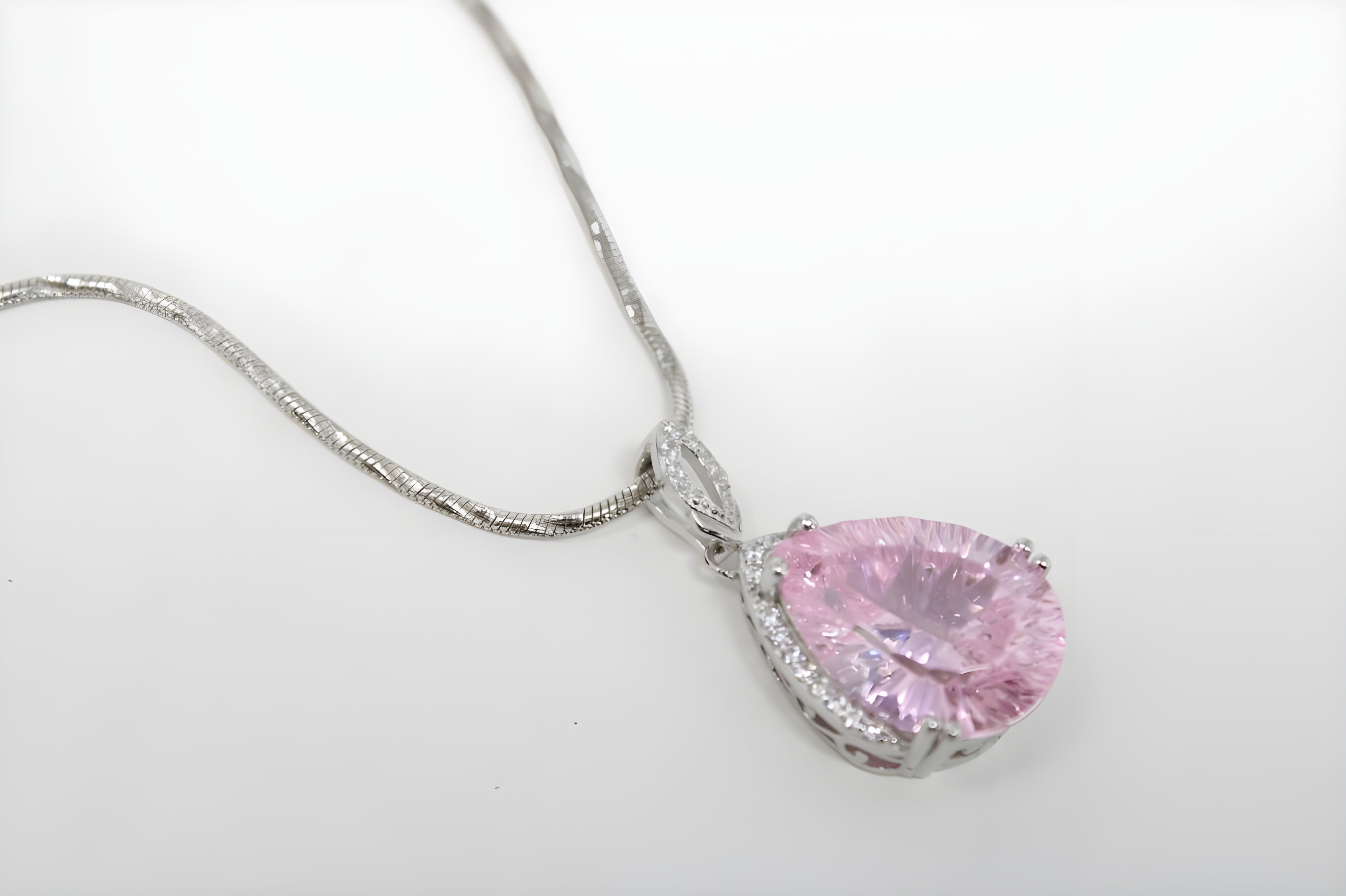 Rose Blossom Elegance Teardrop Pendant with VeeLux Crystals