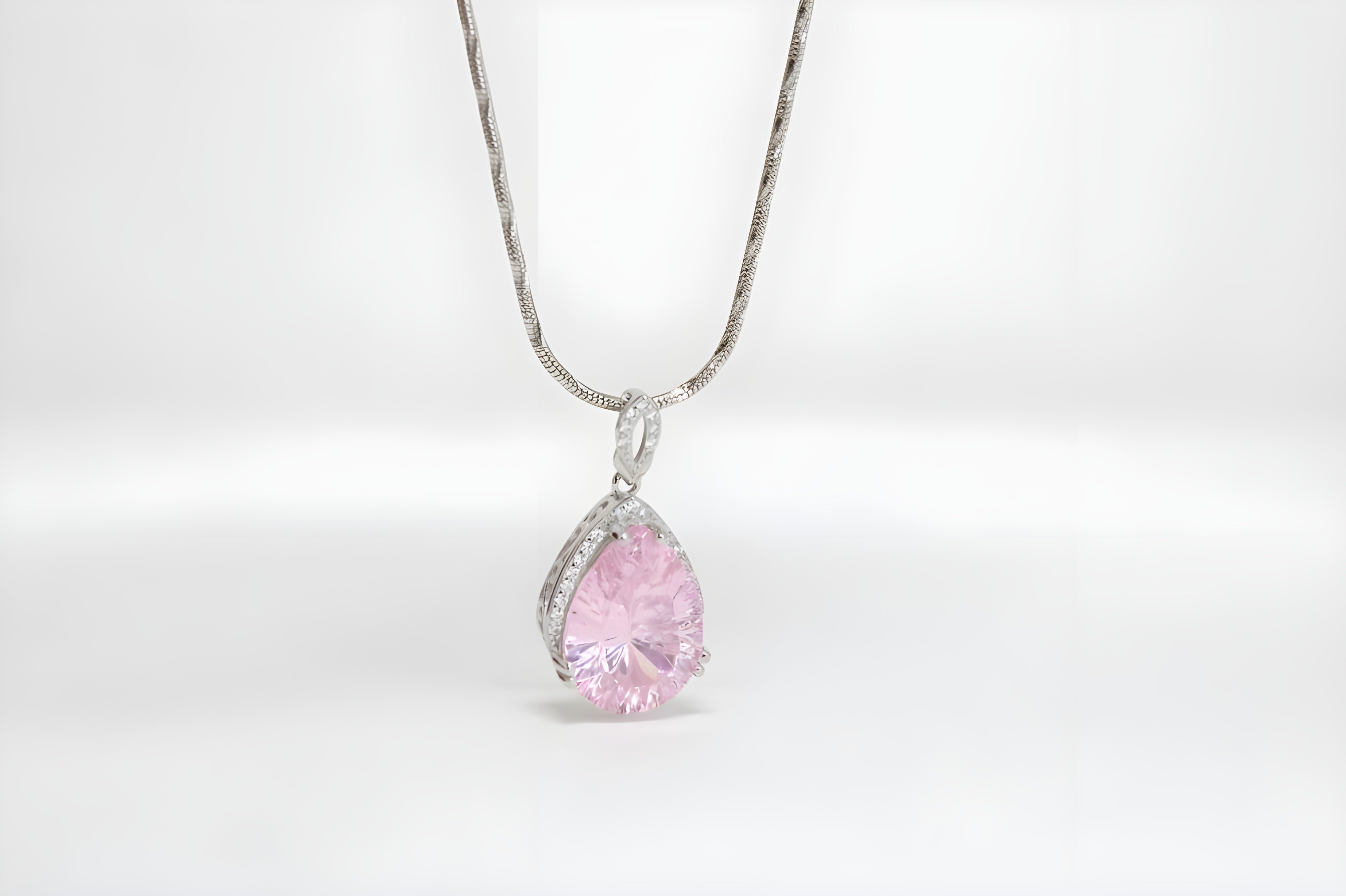 Rose Blossom Elegance Teardrop Pendant with VeeLux Crystals