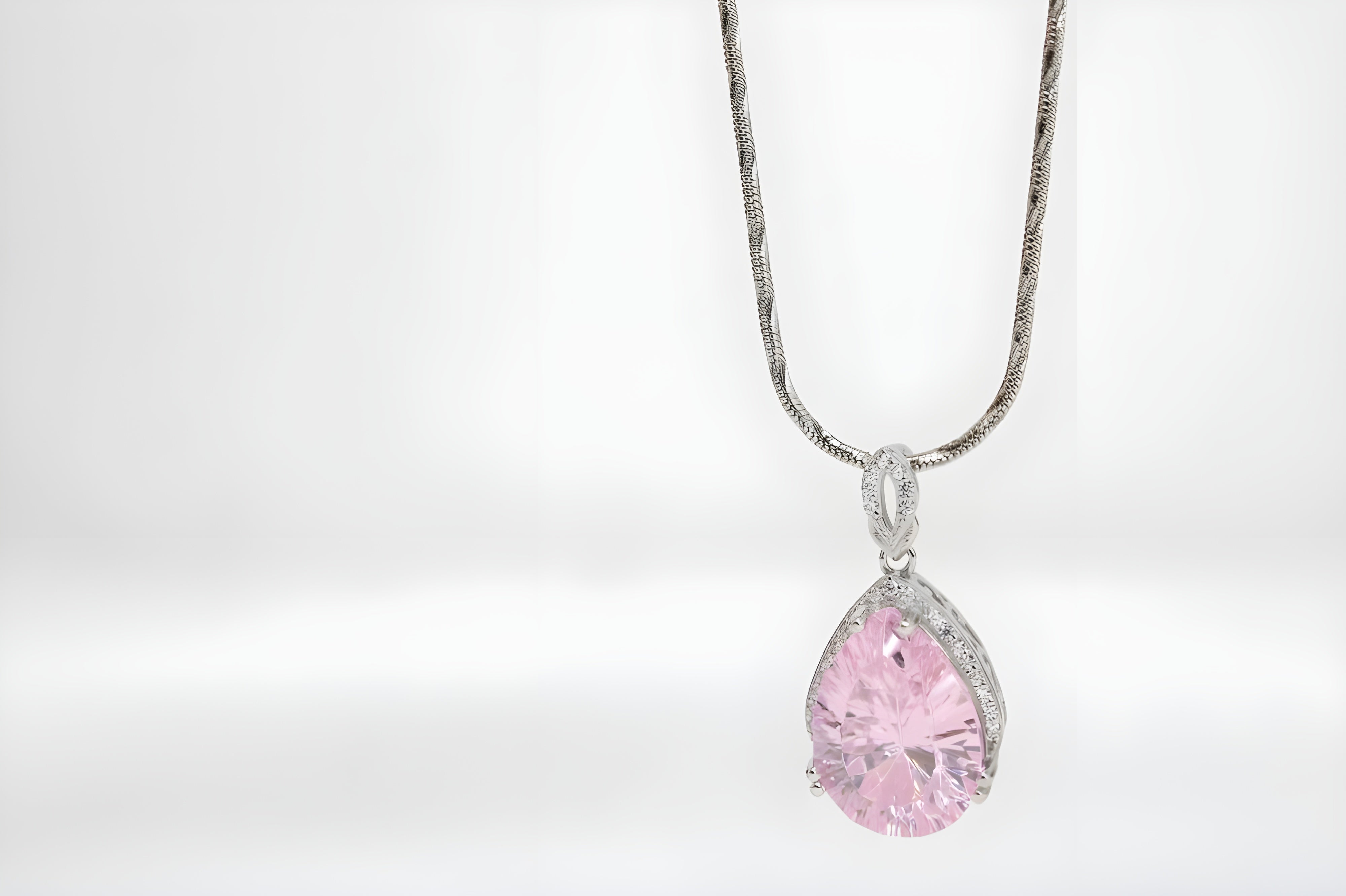 Rose Blossom Elegance Teardrop Pendant with VeeLux Crystals