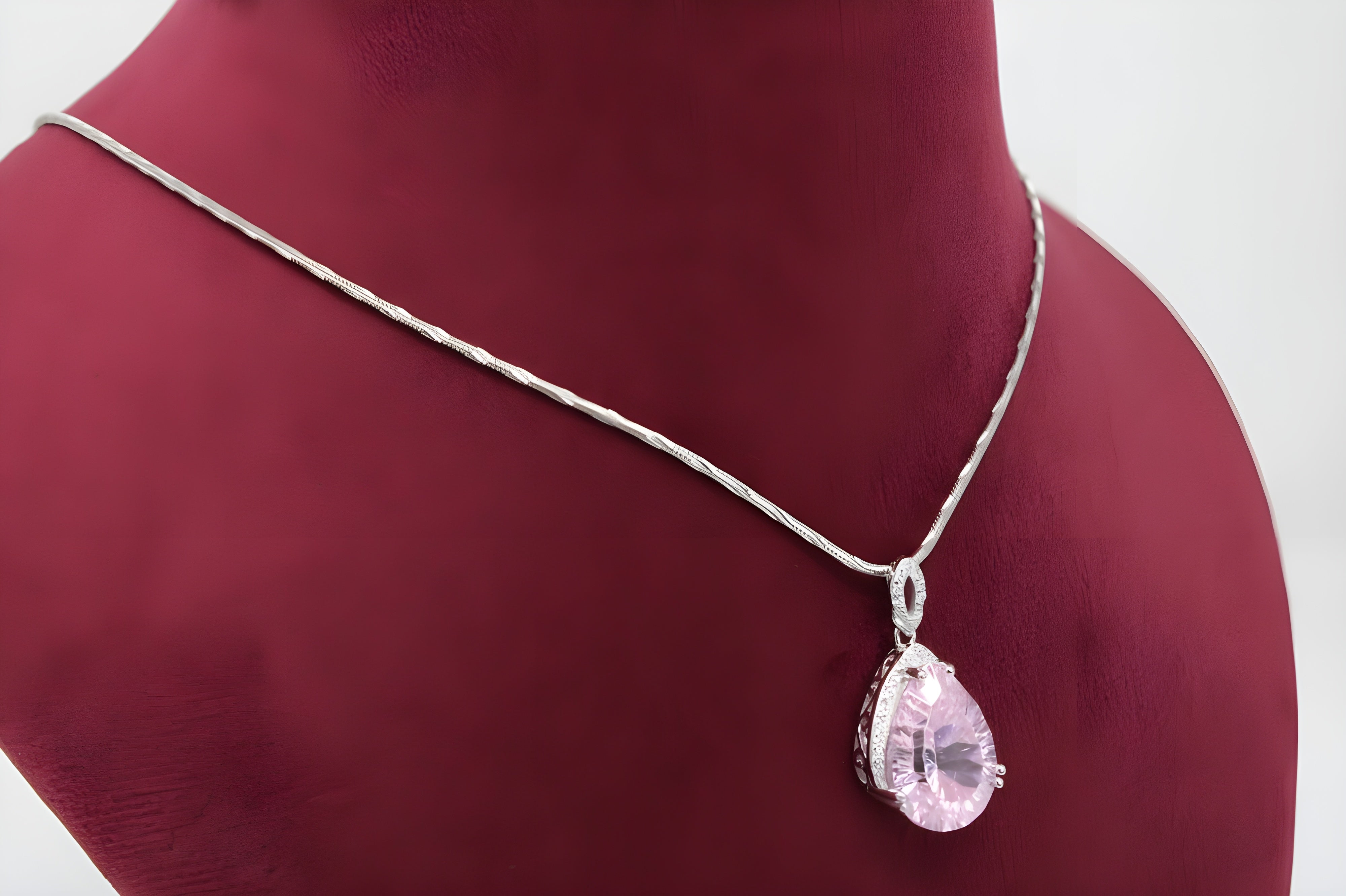 Rose Blossom Elegance Teardrop Pendant with VeeLux Crystals