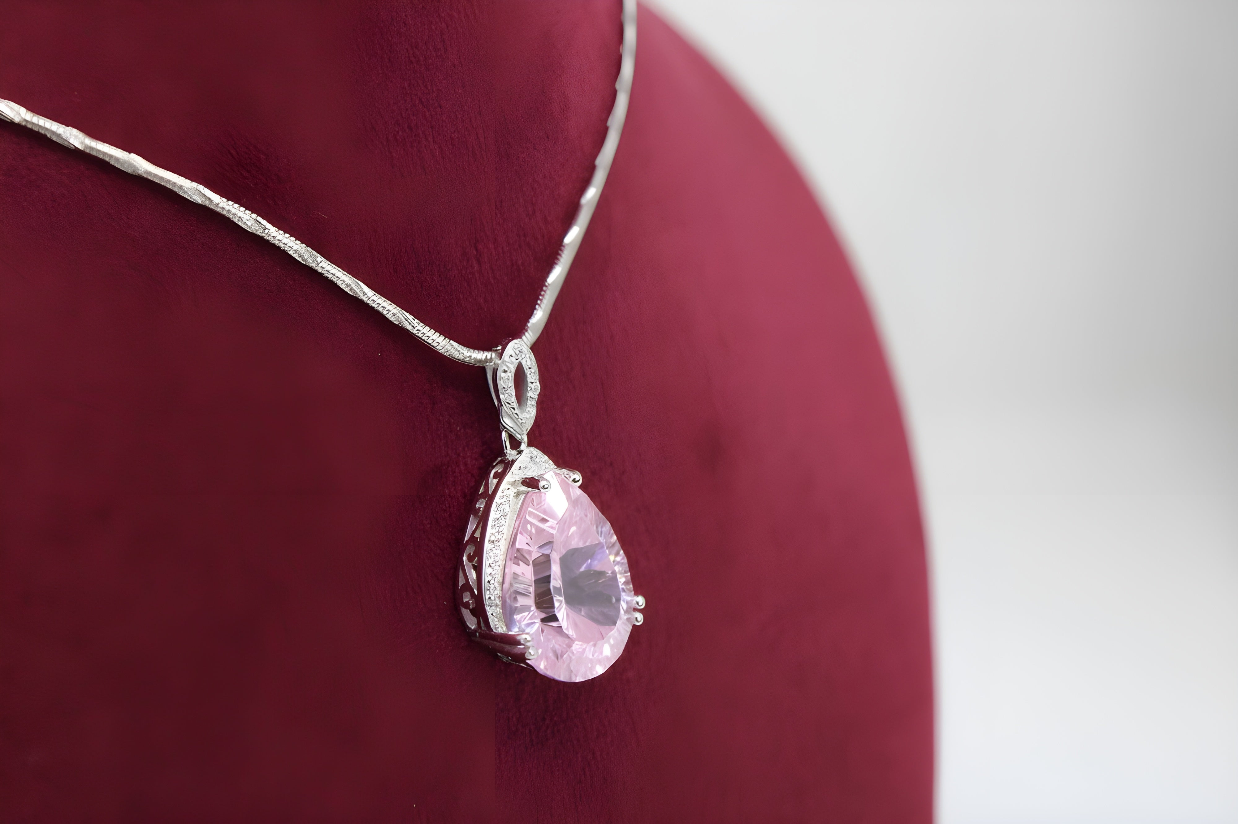 Rose Blossom Elegance Teardrop Pendant with VeeLux Crystals