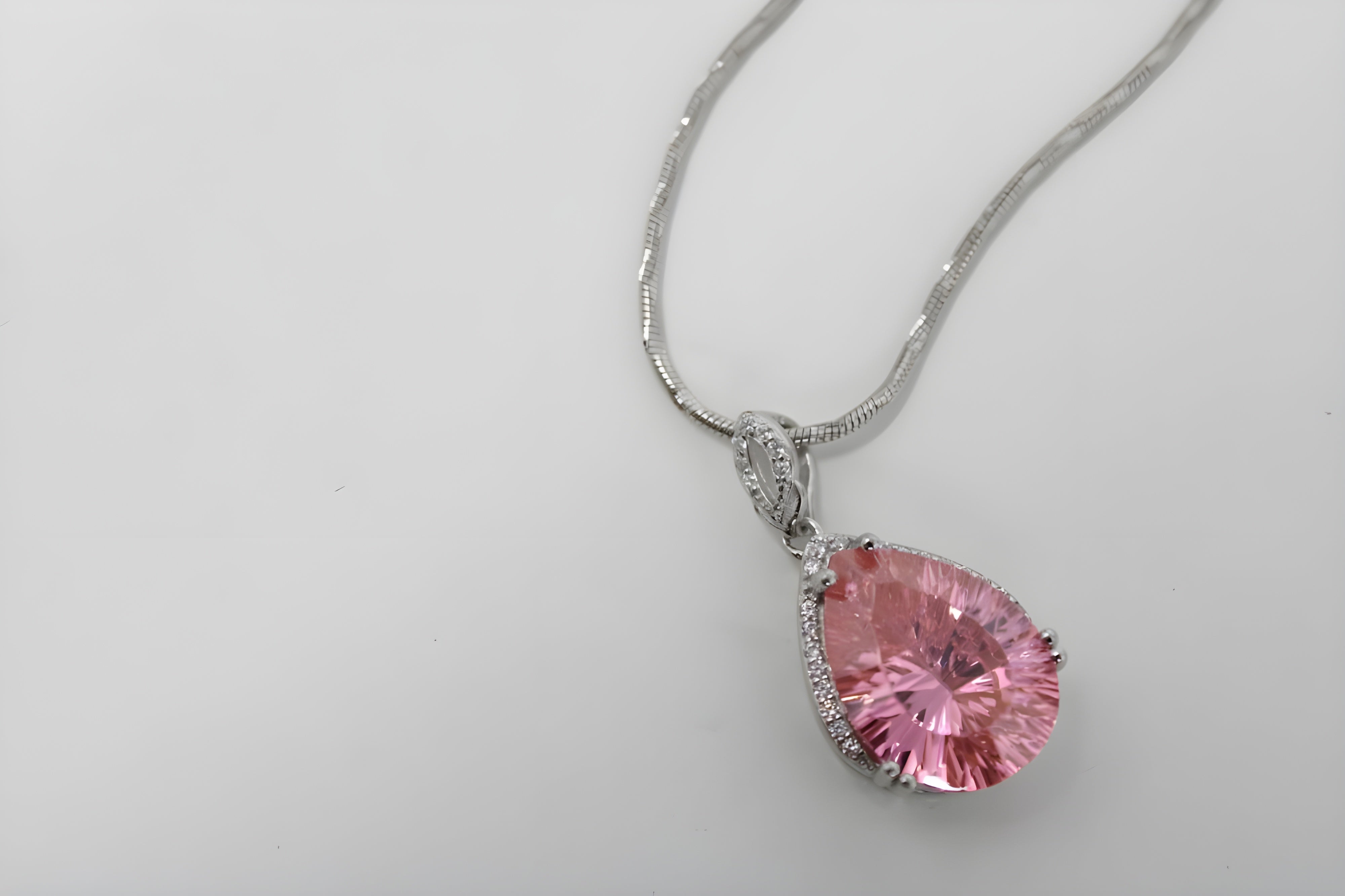 Rose Blossom Elegance Teardrop Pendant with VeeLux Crystals