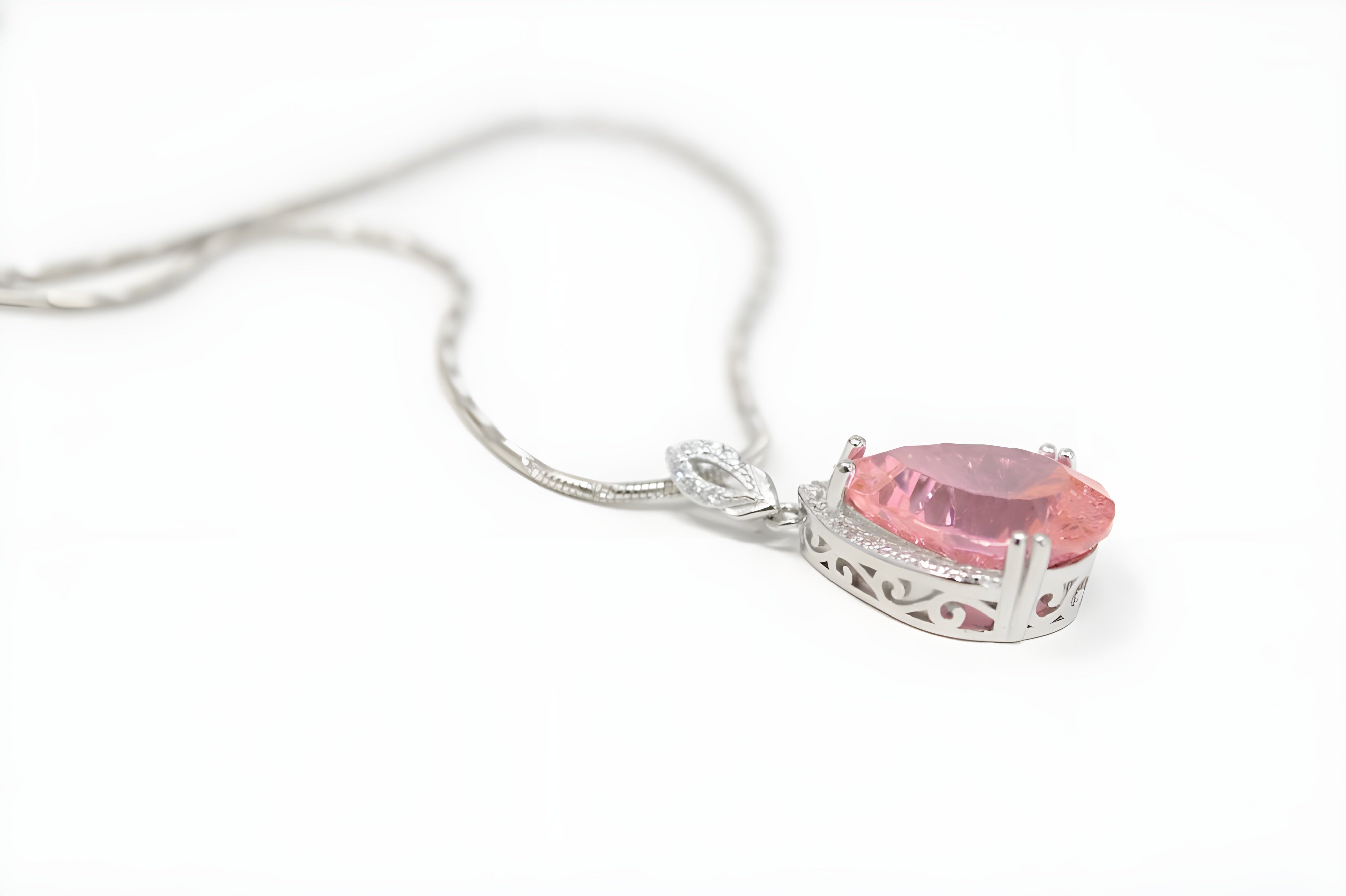 Rose Blossom Elegance Teardrop Pendant with VeeLux Crystals