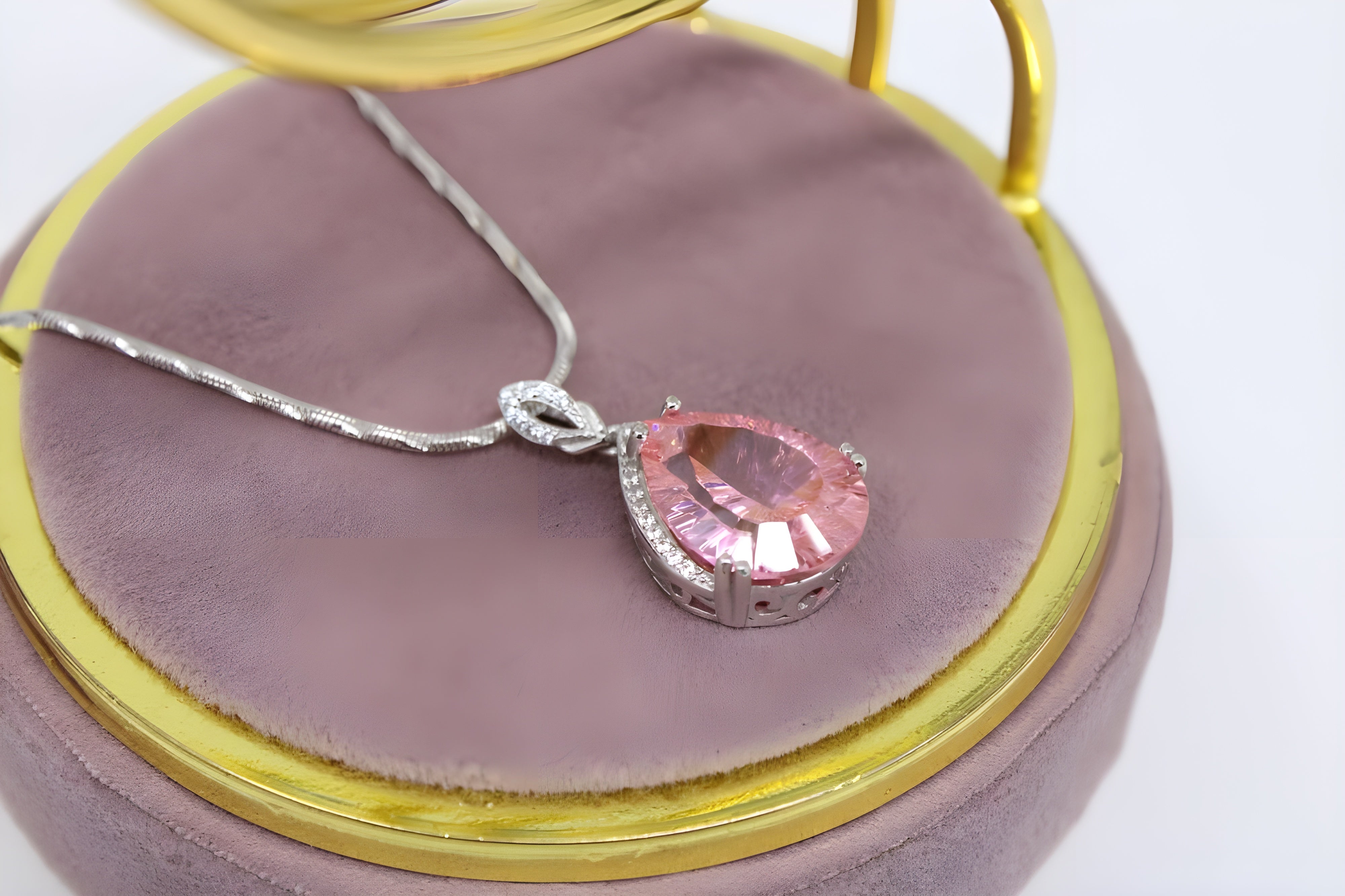 Rose Blossom Elegance Teardrop Pendant with VeeLux Crystals