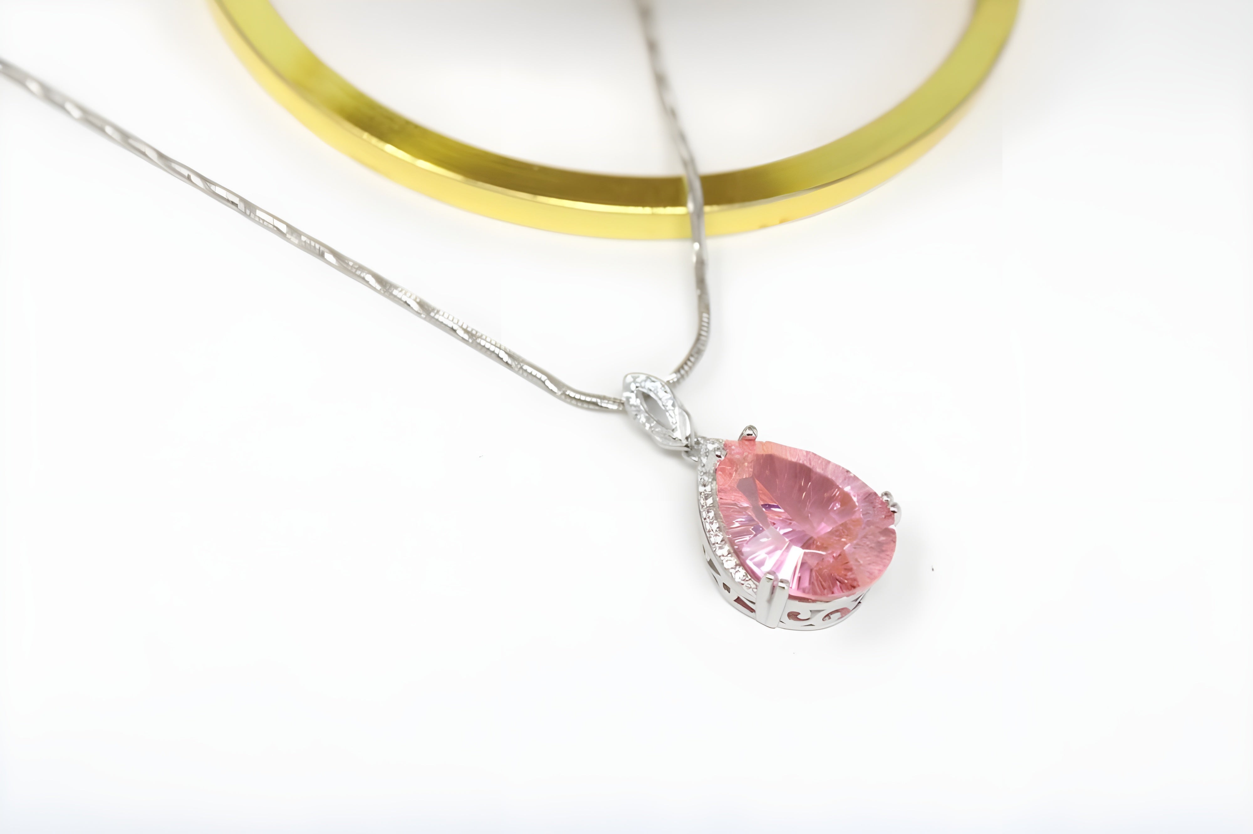 Rose Blossom Elegance Teardrop Pendant with VeeLux Crystals