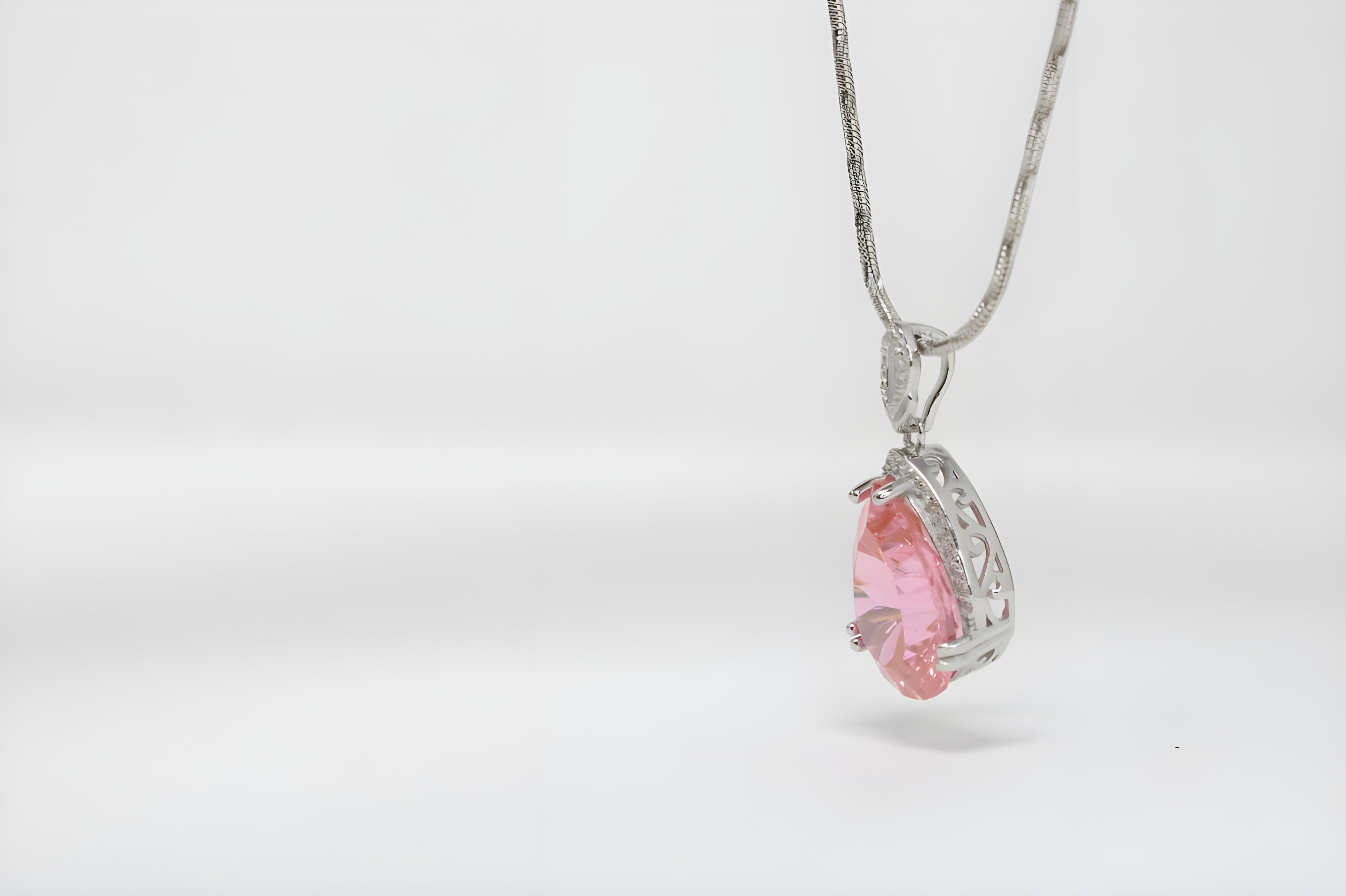 Rose Blossom Elegance Teardrop Pendant with VeeLux Crystals