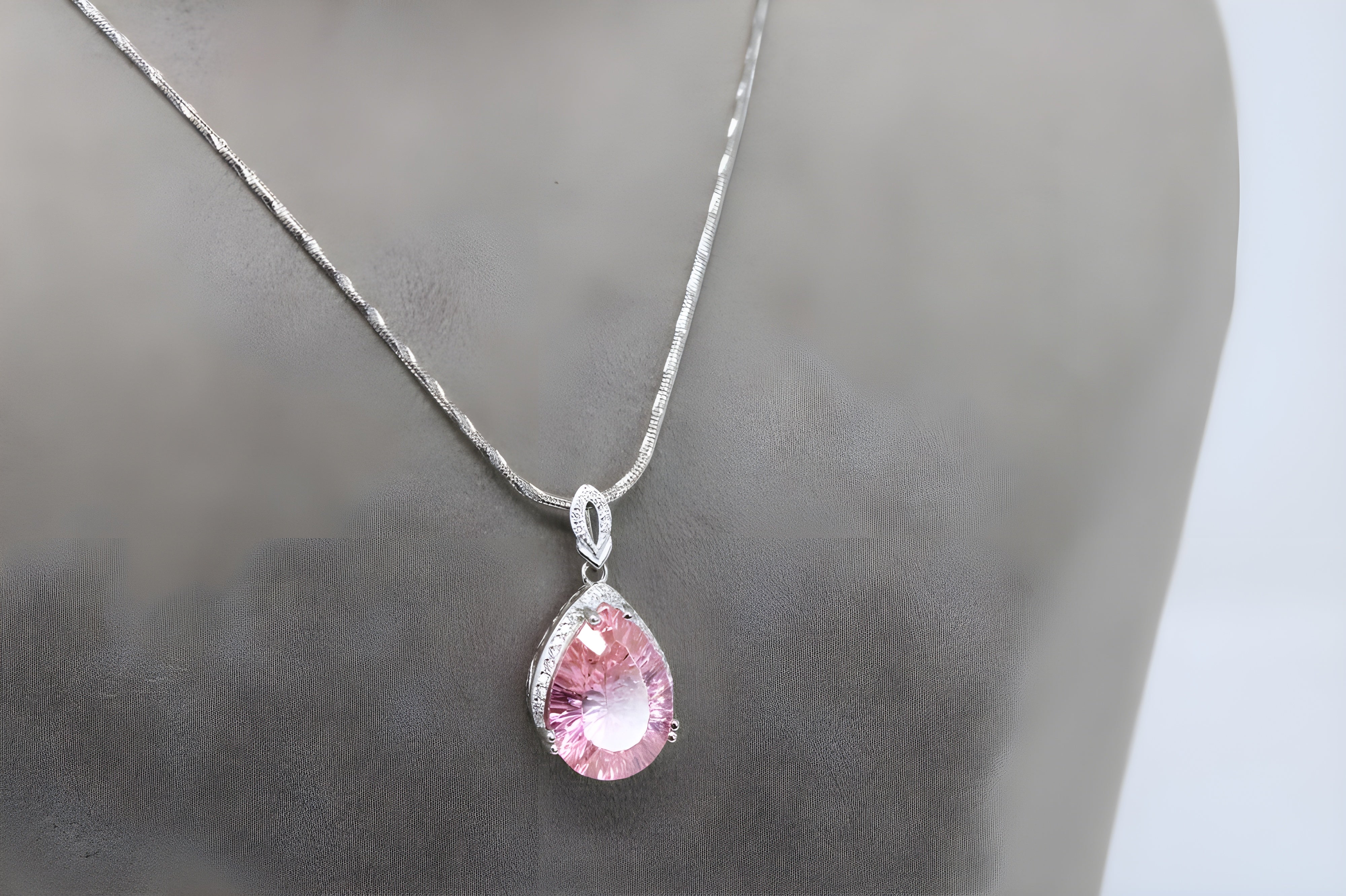 Rose Blossom Elegance Teardrop Pendant with VeeLux Crystals