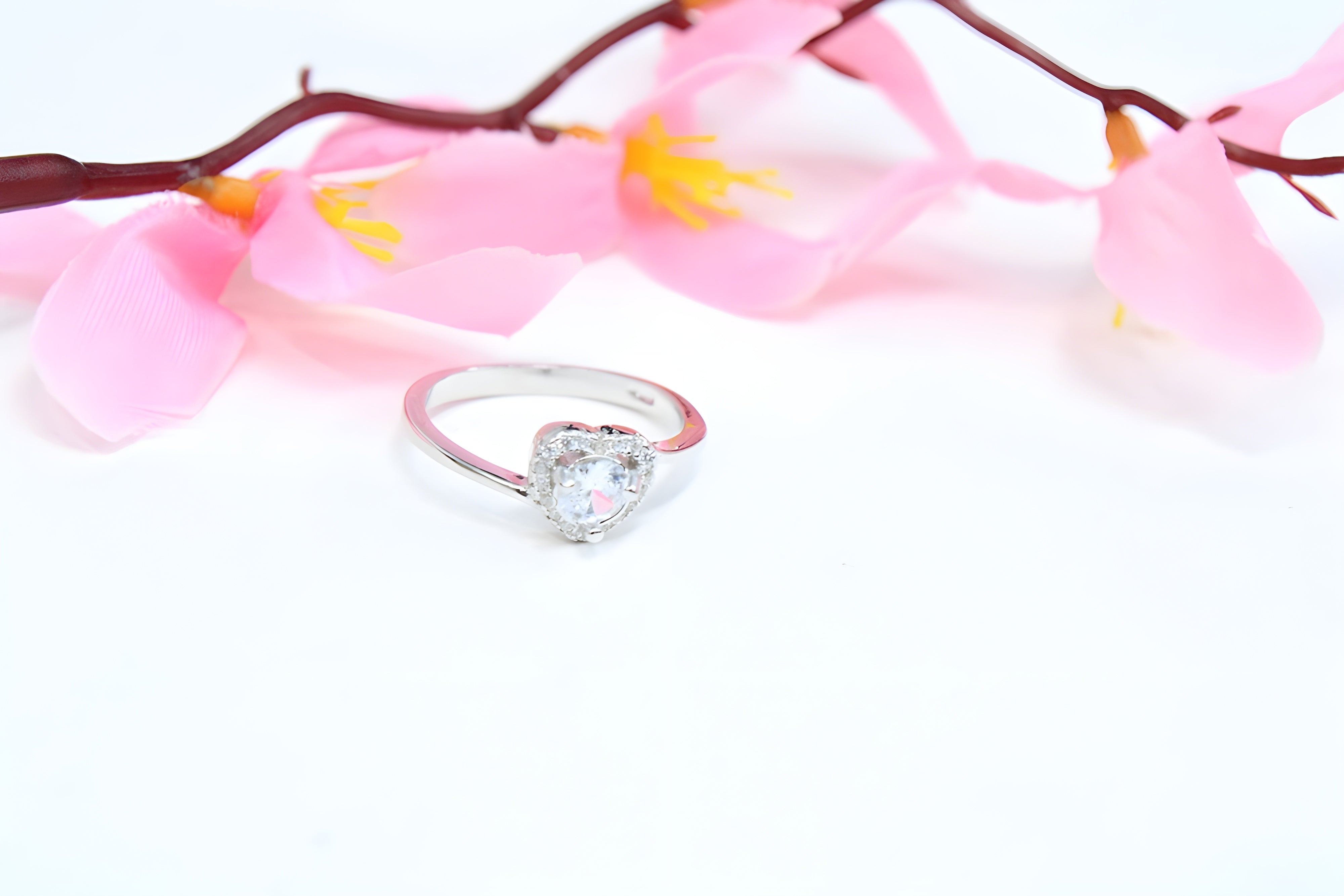 Sterling Silver Serenade Heart VeeLux Premium Crystal Ring